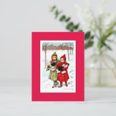 Nystrom - Kinderen in de sneeuw (1), mooie kunst Briefkaart (Staand voorkant)