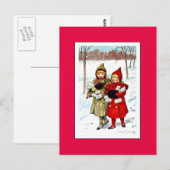 Nystrom - Kinderen in de sneeuw (1), mooie kunst Briefkaart (Voorkant / Achterkant)