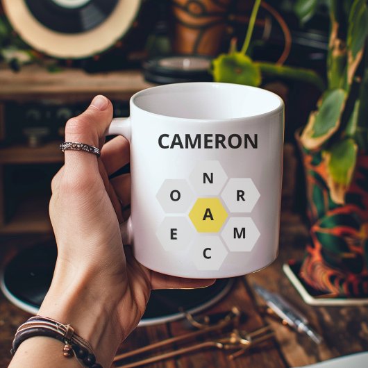 NYT Spelling Bee, gepersonaliseerde naam Wordle Koffiemok