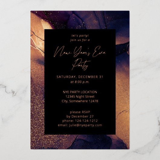 Nyte Glow New Year's Eve Party Folie Uitnodiging (Voorkant)