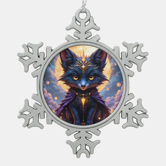 Nyx – Bewaker van het maanlicht. Tin Sneeuwvlok Ornament (Voorkant)