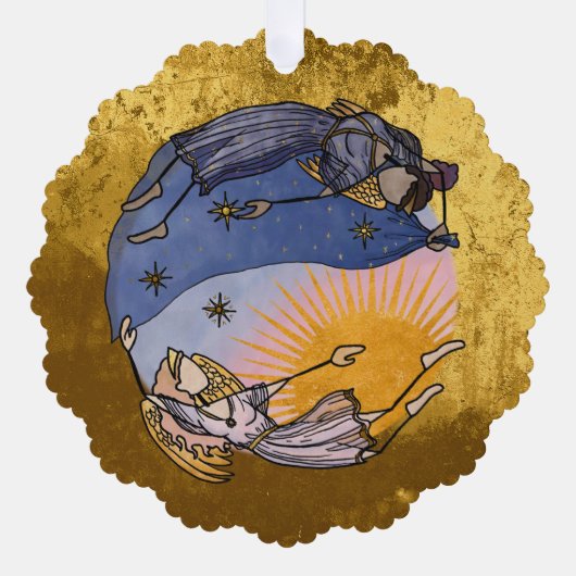 Nyx en Hespera (nacht en dag) Oudgrieks Ornament Kaart (Voorkant)