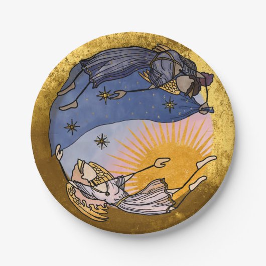 Nyx en Hespera (nacht en dag) Vakantie Papieren Bordje (Voorkant)