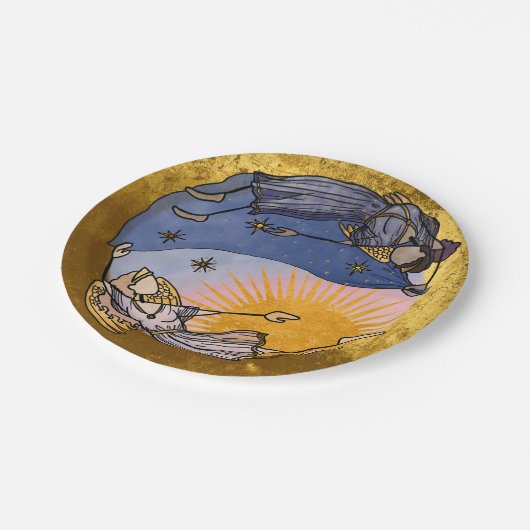 Nyx en Hespera (nacht en dag) Vakantie Papieren Bordje (Gekanteld)