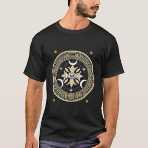 Nyx Godin van de nacht sterren Oudgrieks Meander T-shirt