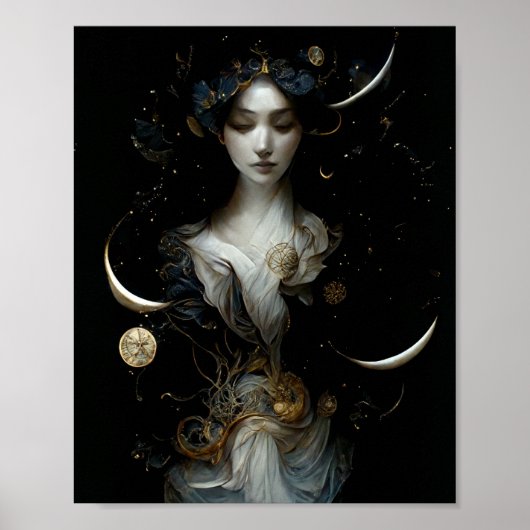 Nyx, godin van Night Surreal Fantasy Art Poster (Voorkant)