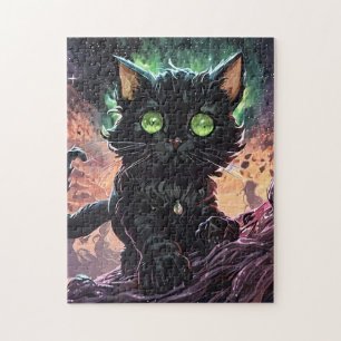 Nyx the Void Whisperer - Mystieke Zwarte Kat Kunst Legpuzzel