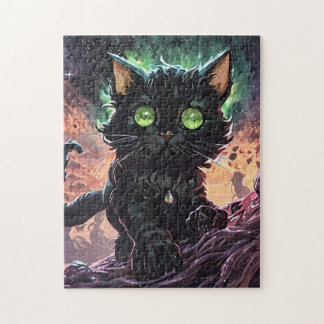 Nyx the Void Whisperer - Mystieke Zwarte Kat Kunst Legpuzzel
