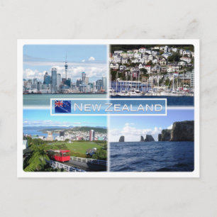 NZ Auckland Skyline - Wellington panorama - Briefkaart