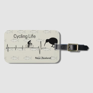 NZ Cycling Hartslag Kiwi Vogel Vis Patroon Aangepa Bagagelabel