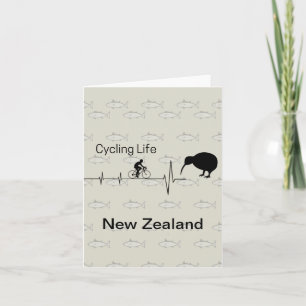 NZ Fietsen Hartslag Kiwi Vogel Vis Patroon Aangepa Notitiekaartje