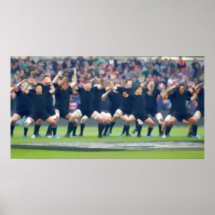 NZ Haka All Blacks GhoWaterverf Poster