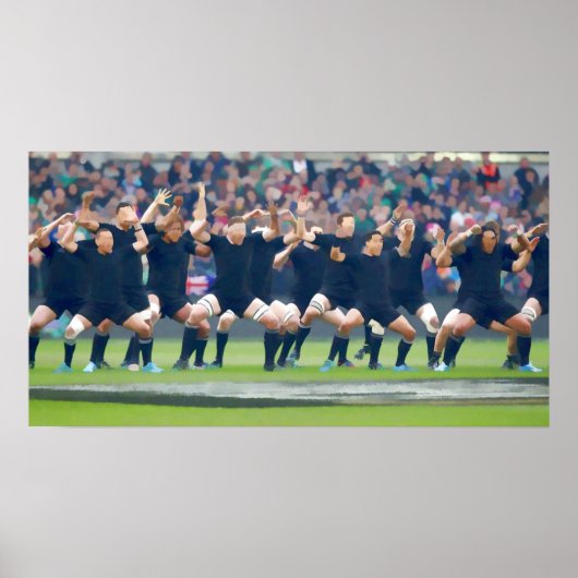 NZ Haka All Blacks GhoWaterverf Poster (Voorkant)