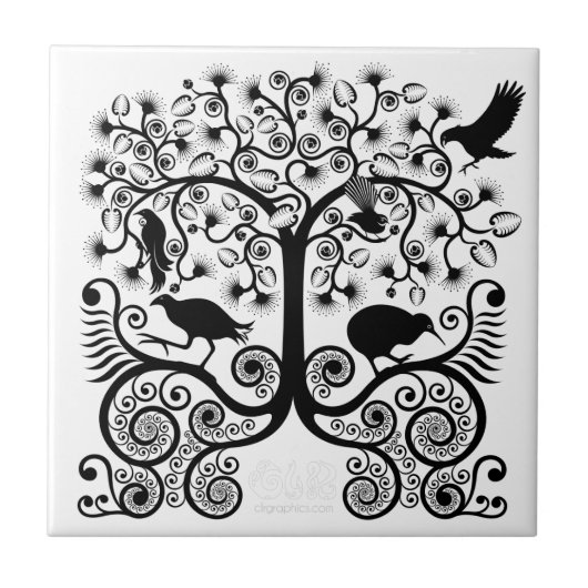 NZ inheemse vogels - klein tegel Tegeltje (Voorkant)