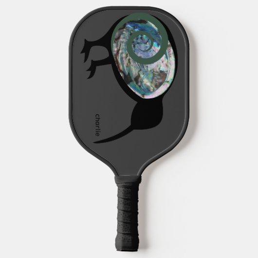 NZ KIWI BIRD PAUA NEW ZEALAND GREEN BROWN CUSTOM PICKLEBALL PADDLE (Achterkant)