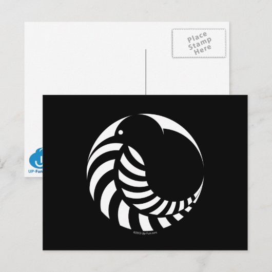 NZ Kiwi / Silver Fern Emblem Briefkaart (Voorkant / Achterkant)