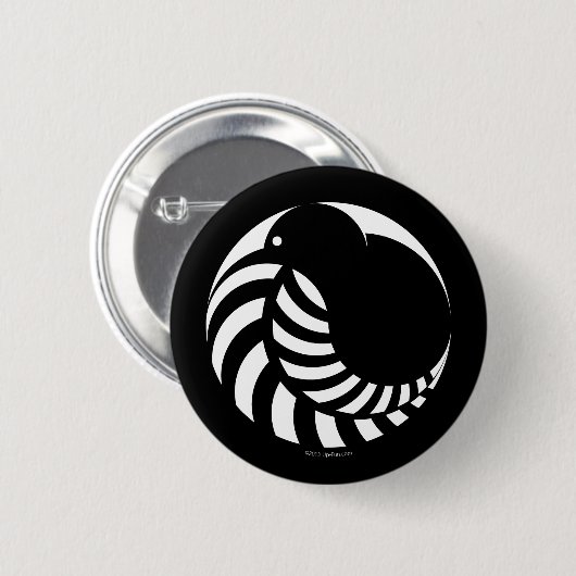NZ Kiwi / Silver Fern Emblem Ronde Button 5,7 Cm (Voorkant /achterkant)