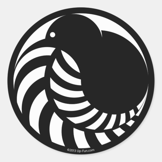 NZ Kiwi / Silver Fern Emblem Ronde Sticker (Voorkant)