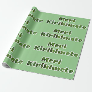 NZ KIWI XMAS MERI KIRIHIMETE TEKST GROEN CHRISTMAS CADEAUPAPIER