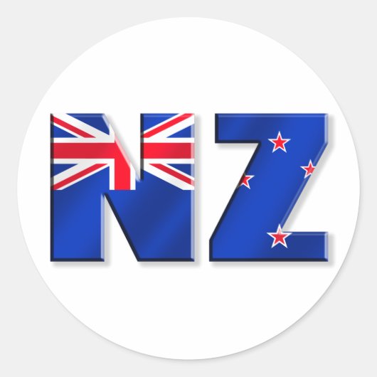 NZ logo vlag van Nieuw-Zeeland Ronde Sticker (Voorkant)