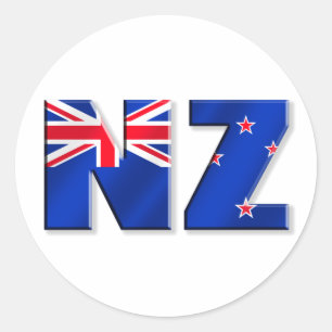 NZ logo vlag van Nieuw-Zeeland Ronde Sticker