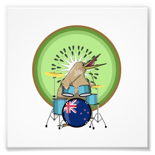 NZ-muziek Kiwi drumming Foto Afdruk (Voorkant)