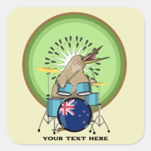 NZ-muziek Kiwi drumming Vierkante Sticker