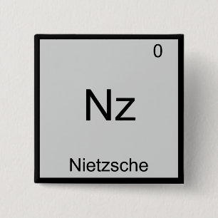Nz - Nietzsche Grappig Element Chemie Symbool T-sh Vierkante Button 5,1 Cm