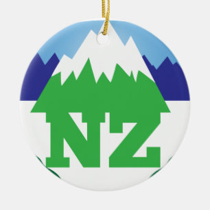 NZ (NIEUW-ZEELAND) met een bergachtige trendy Keramisch Ornament