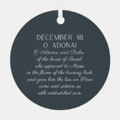 O Adonai Kerstmis en Tien Geboden Advent Metalen Ornament (Achterkant)