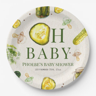 O, baby, augurken en fopspenen Neutrale baby showe Papieren Bordje