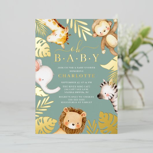 O Baby Baby shower Folie Uitnodiging (Staand Voorkant)