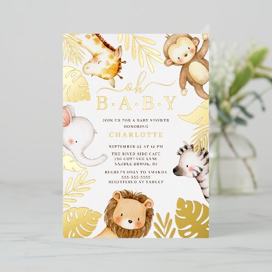 O Baby Baby shower Folie Uitnodiging (Staand Voorkant)