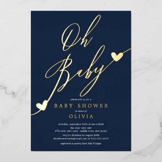 O Baby Baby shower Folie Uitnodiging (Voorkant)