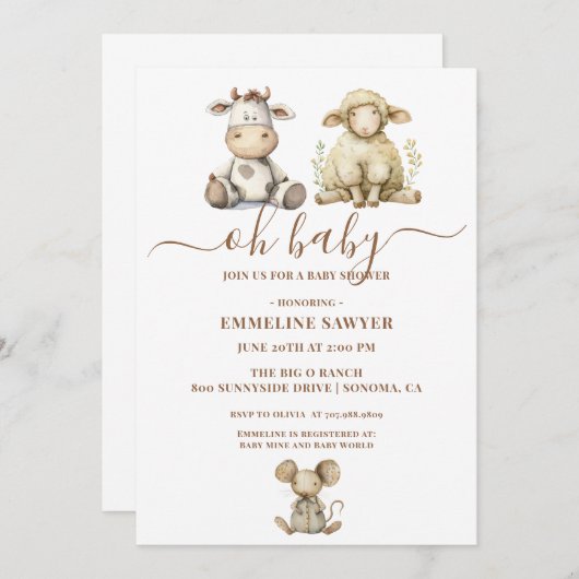 O BABY BABY SHOWER KAART (Voorkant / Achterkant)