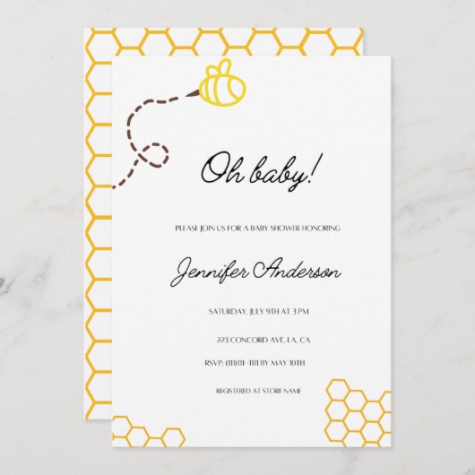 O Baby! Bij Baby Shower Uitnodiging (Voorkant / Achterkant)