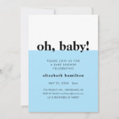 O, baby! Blauwe en witte babyshower uitnodiging (Voorkant)