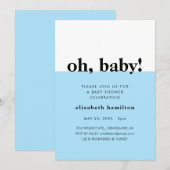 O, baby! Blauwe en witte babyshower uitnodiging (Voorkant / Achterkant)