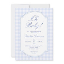 O Baby Blue Gingham Baby Shower