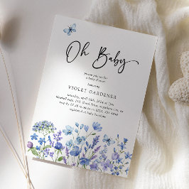 O Baby Blue Wildflower Baby Shower Kaart