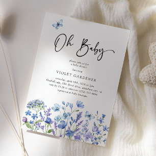 O Baby Blue Wildflower Baby Shower Kaart