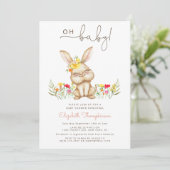 O baby Bunny baby shower Uitnodiging (Staand voorkant)