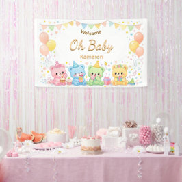 O Baby Cute Pastel Beren Baby Shower Neutraal Spandoek
