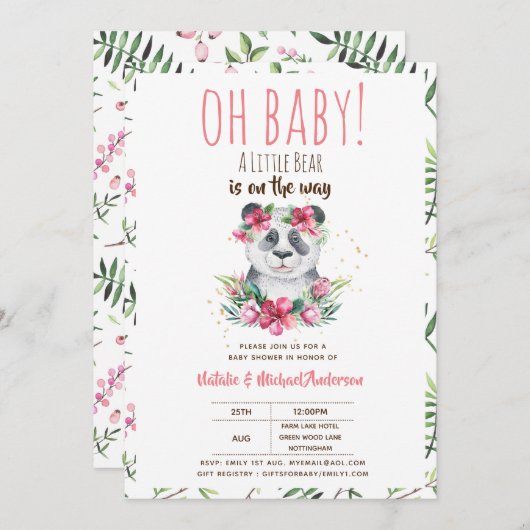 O Baby Een Kleine Beer Is Op Weg Panda Shower Kaart (Voorkant / Achterkant)