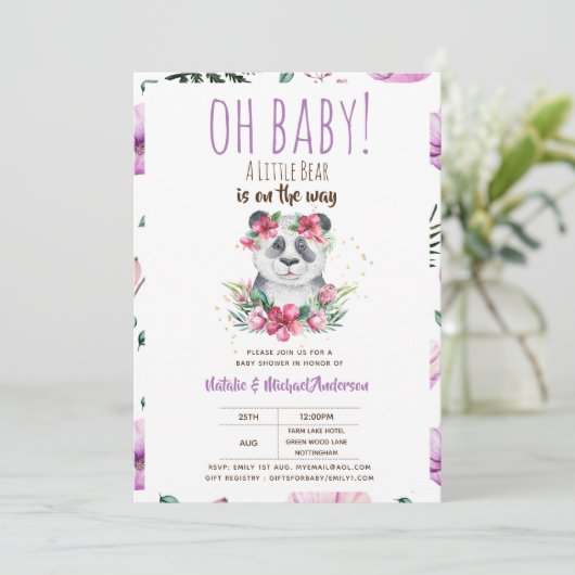 O Baby Een Kleine Beer Is Op Weg Panda Shower Kaart (Staand voorkant)
