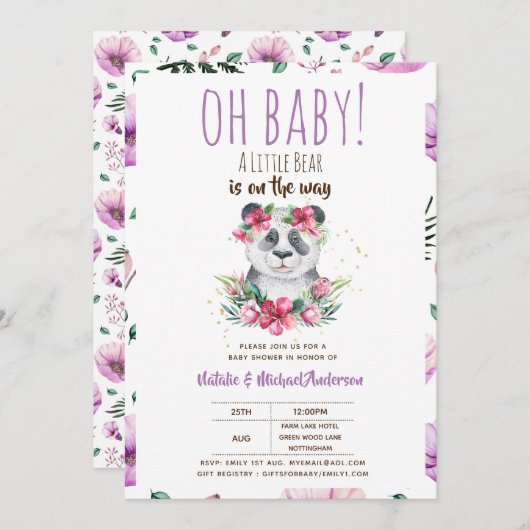 O Baby Een Kleine Beer Is Op Weg Panda Shower Kaart (Voorkant / Achterkant)