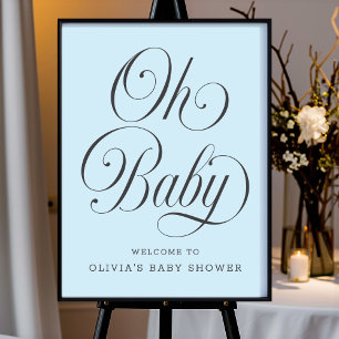 O Baby Elegant Blauwe Jongens Baby Shower Welkom B Poster