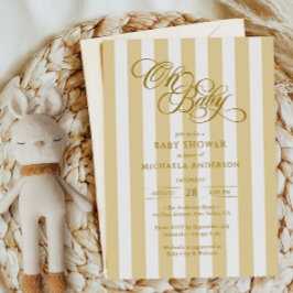 O Baby Elegante Schrift & Strepen Baby Shower Kaart