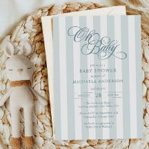O Baby Elegante Schrift & Strepen Baby Shower