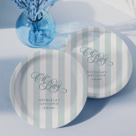 O Baby Elegante Schrift & Strepen Baby Shower Papieren Bordje